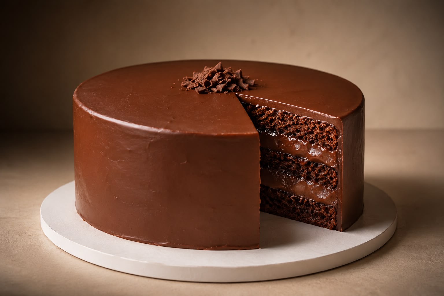 Bolo de chocolate premium da Luvanni Doces fatiado