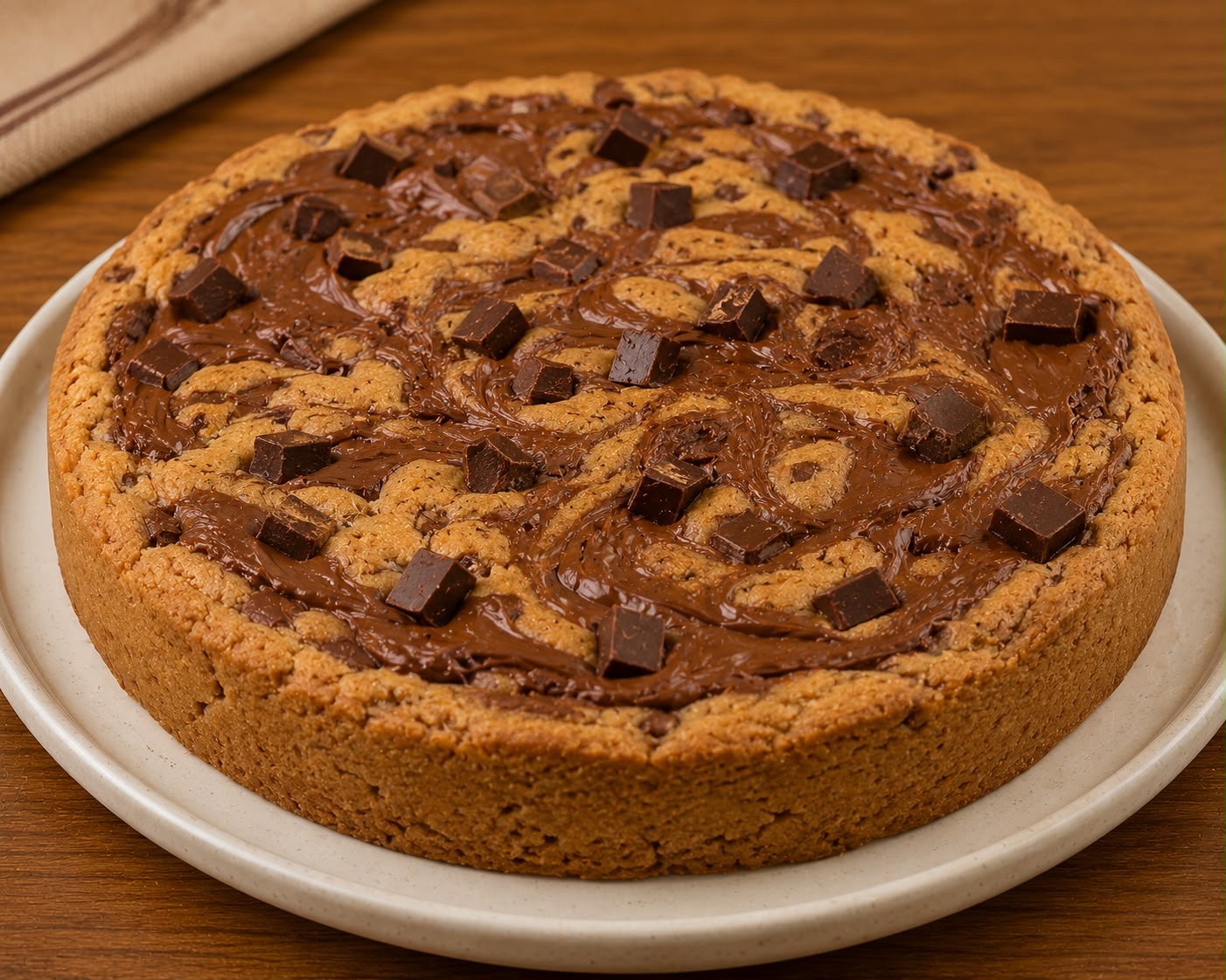 Cookie cake artesanal com chocolate derretido